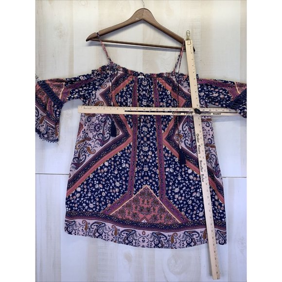 Mason Belle Off the Shoulder Boho Tunic Womens Top Large-9923 - Picture 4 of 9